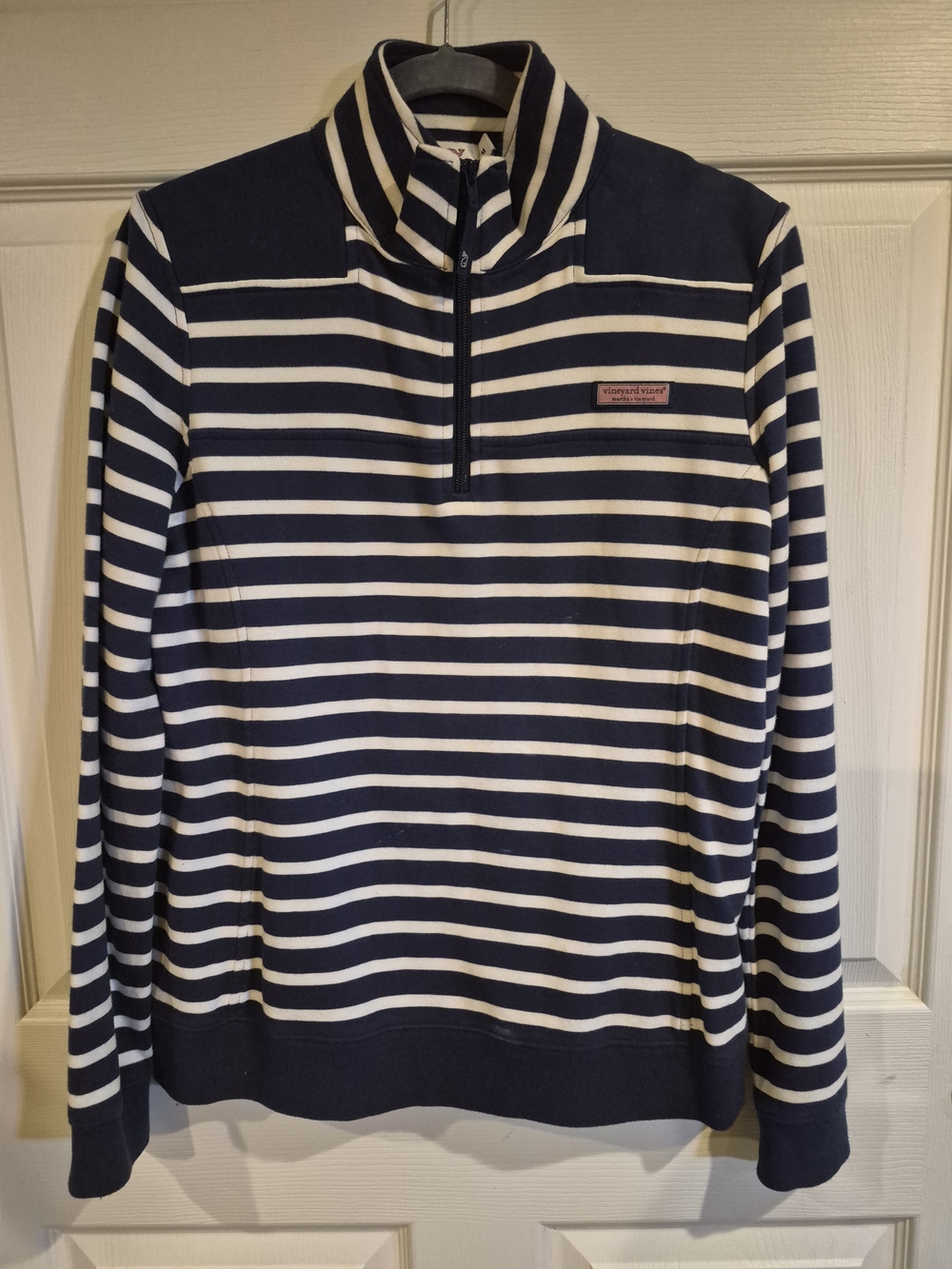 Vineyard Vines Navy & White Striped Quarter-Zip Pullover